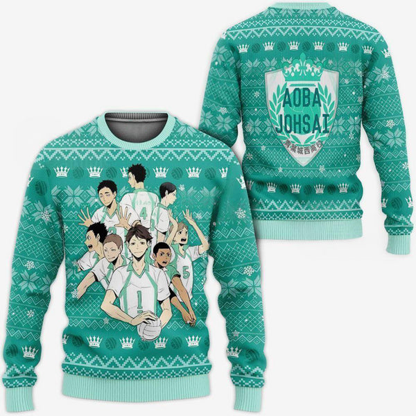 Divesart - Aoba Johsai Ugly Christmas pusero ja huppari Haikyuu Anime -joulupaita